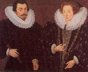 Hieronimo Custodis Sir John Harington and his wfie, Mary Rogers, Lady Harington Spain oil painting artist